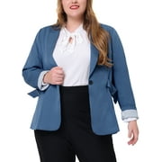 MODA NOVA Juniors Plus Size Stripe Cuff Notched Lapel Casual Blazer